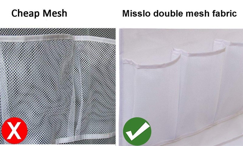 MISSLO 8 Pockets Mesh Shower Organizer Hanging Caddy with Rotating Hanger Quick Dry Bathroom Storage (White) - Image 4